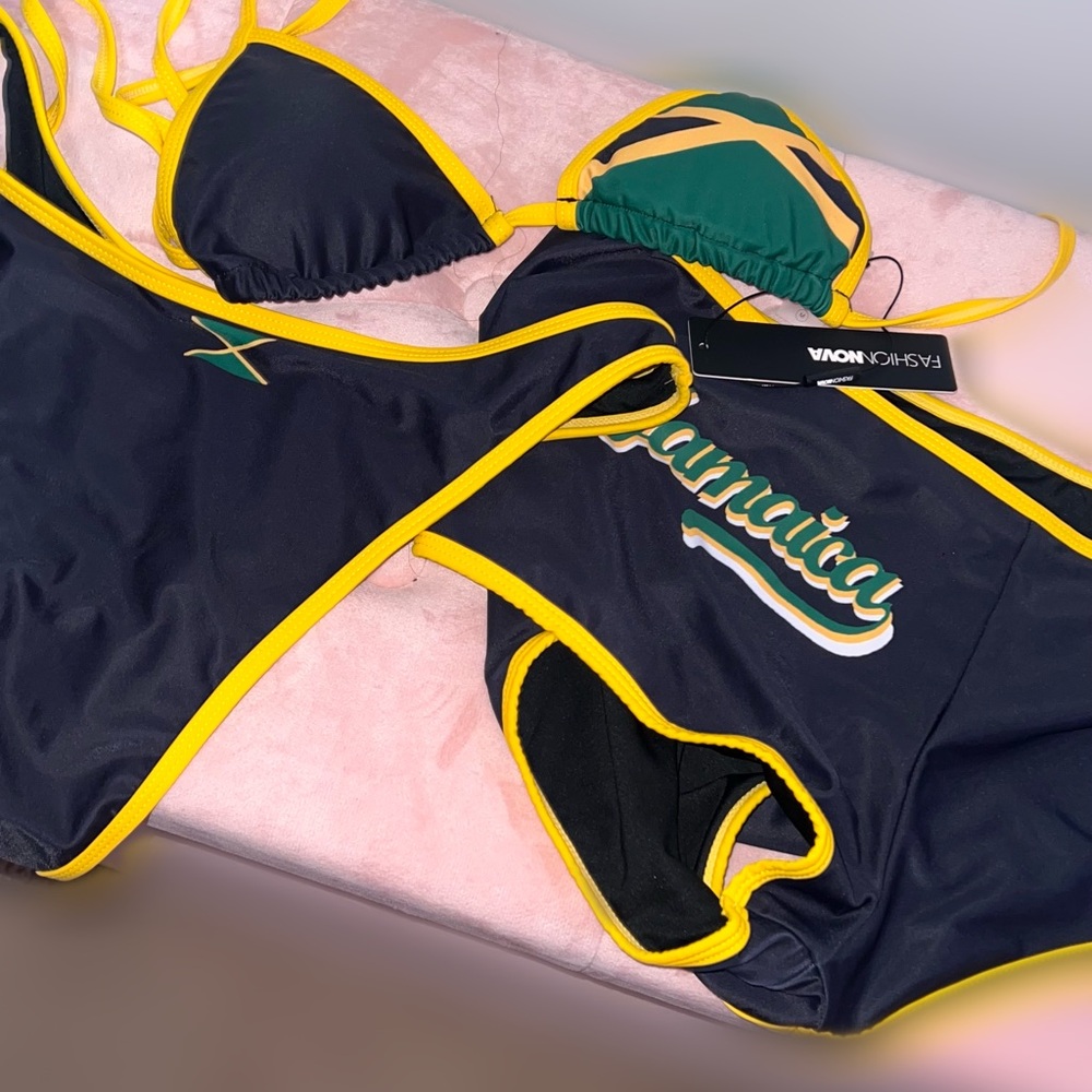 brand new fashion nova 3 piece jamaican swimsuit